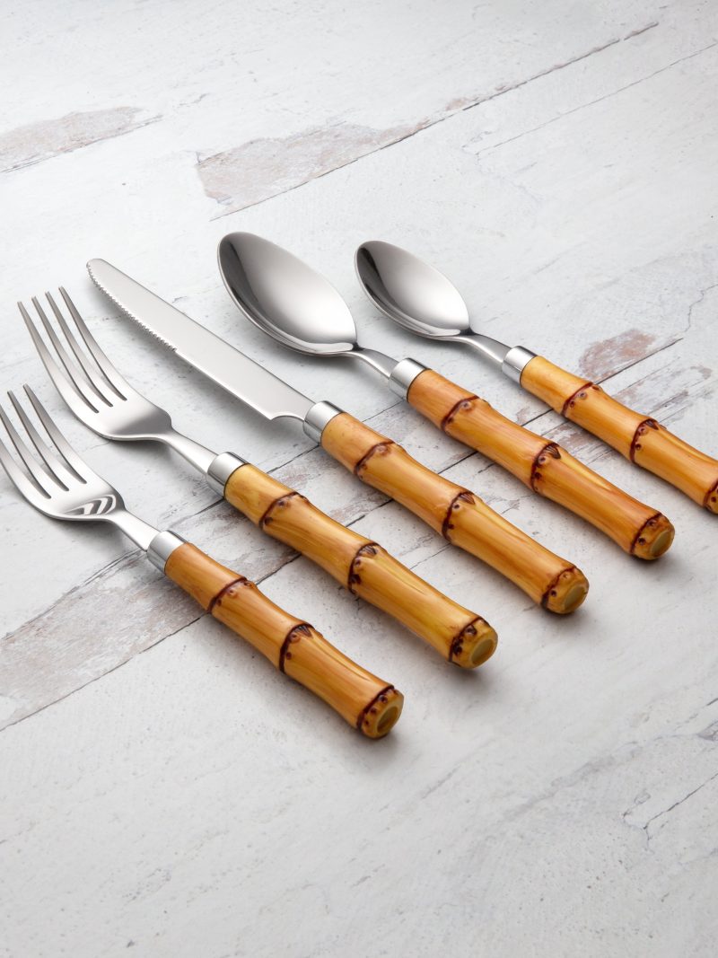 Bamboo Handle 20-Piece Flatware Set